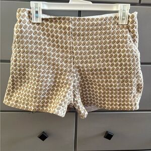 Trina Turk tan and white embroidered shorts